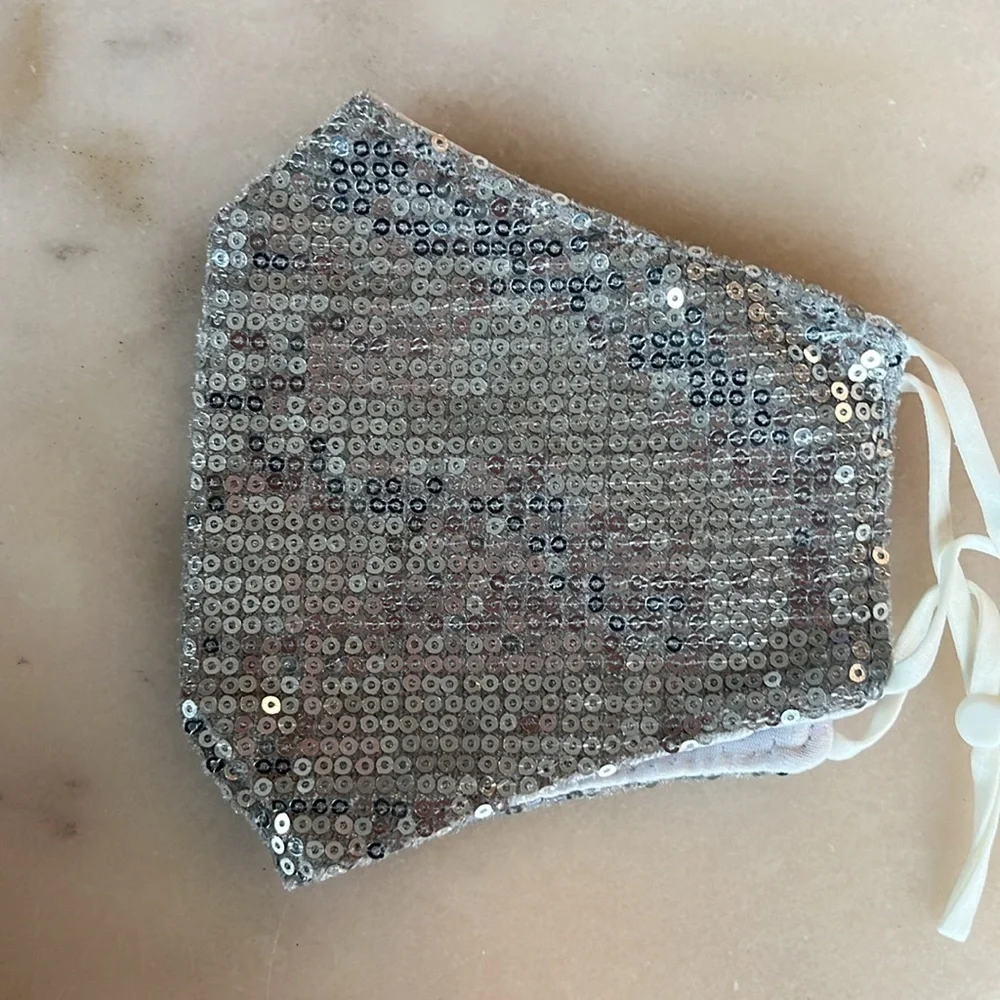 Victoria's Secret Lace Reusable Face Mask - Black and Pink Bundle Silver Sequin
